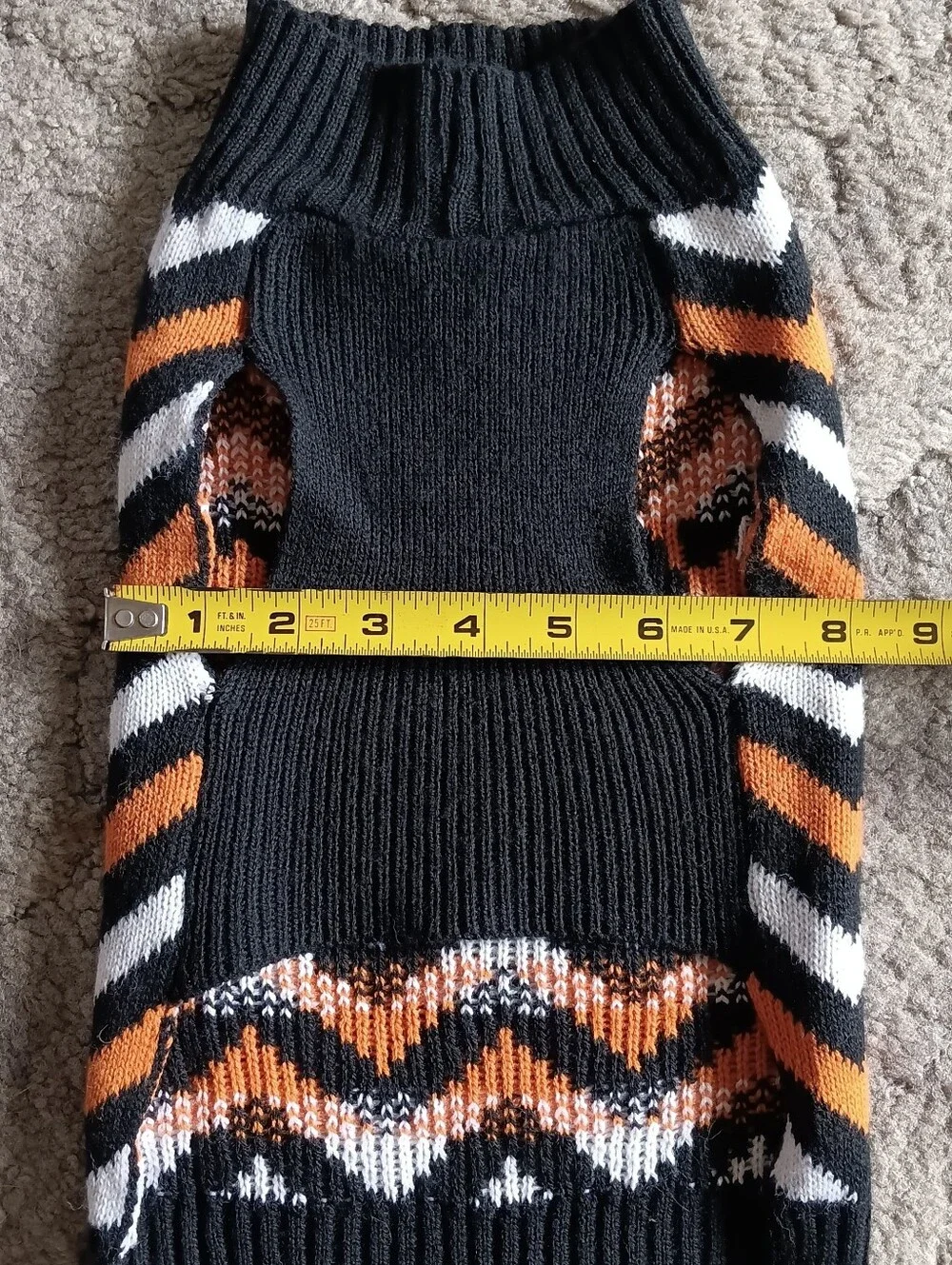 🖤🧡 SimplyDog Halloween Pumpkin Dog Pets Sweater Chevron Medium Black Orange